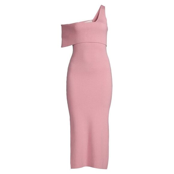 Line & Dot Sylvie Sleeveless one shoulder Midi Dress in Rose size S NWT - Picture 3 of 10